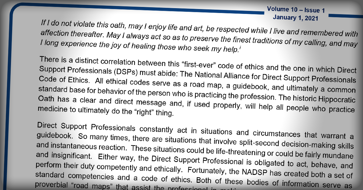 International Journal: Ethics For Direct Support Professionals