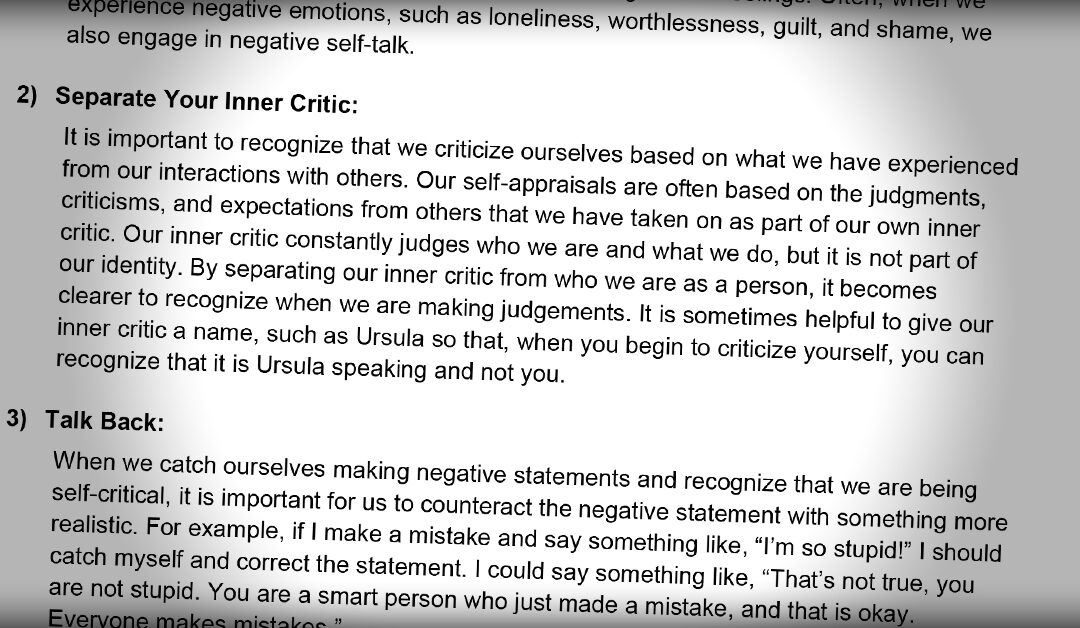 International Journal: The Importance of Self-Talk