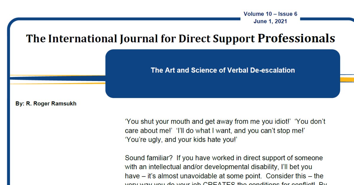 International Journal: The Art and Science of Verbal De-escalation