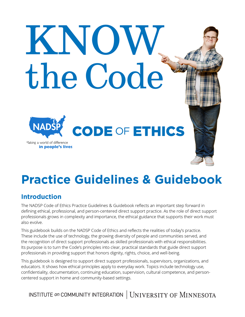 Cover image of the NADSP Code of Ethics Guidebook